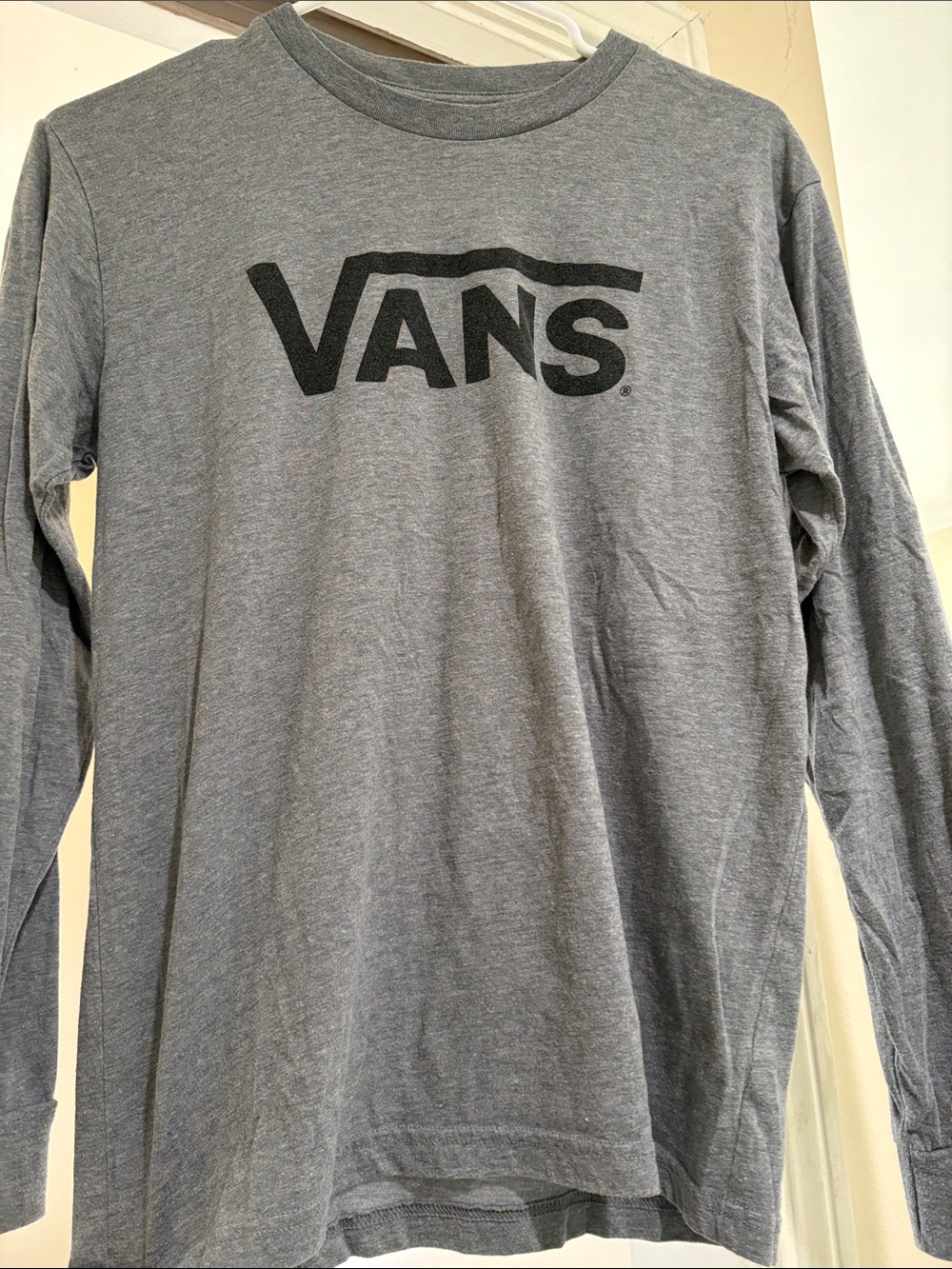 Vans Gray Long Sleeve Logo Shirt with Black Print